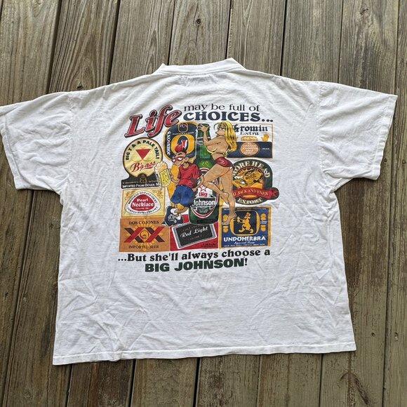 Vintage 1996 Big Johnson Beers Funny T-Shirt Size XXL Single Stitch Made In USA - Picture 6 of 9